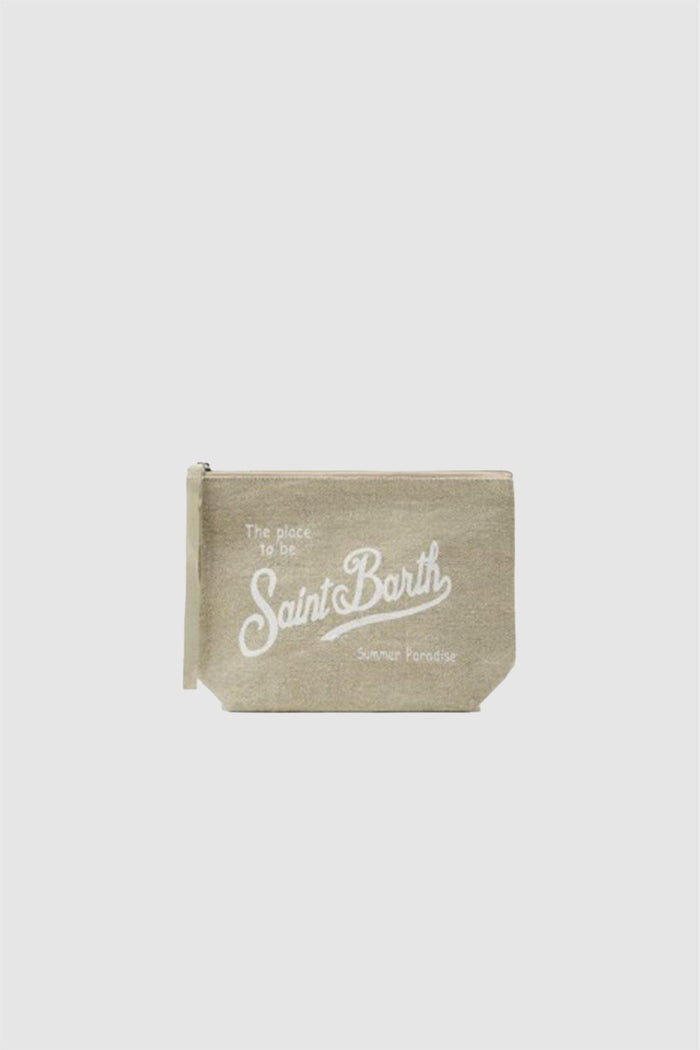 Pochette Aline in lino beige tinta unita