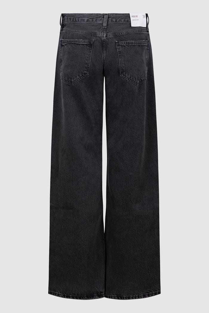 Jeans Wide Leg in Denim Nero Delavé-2