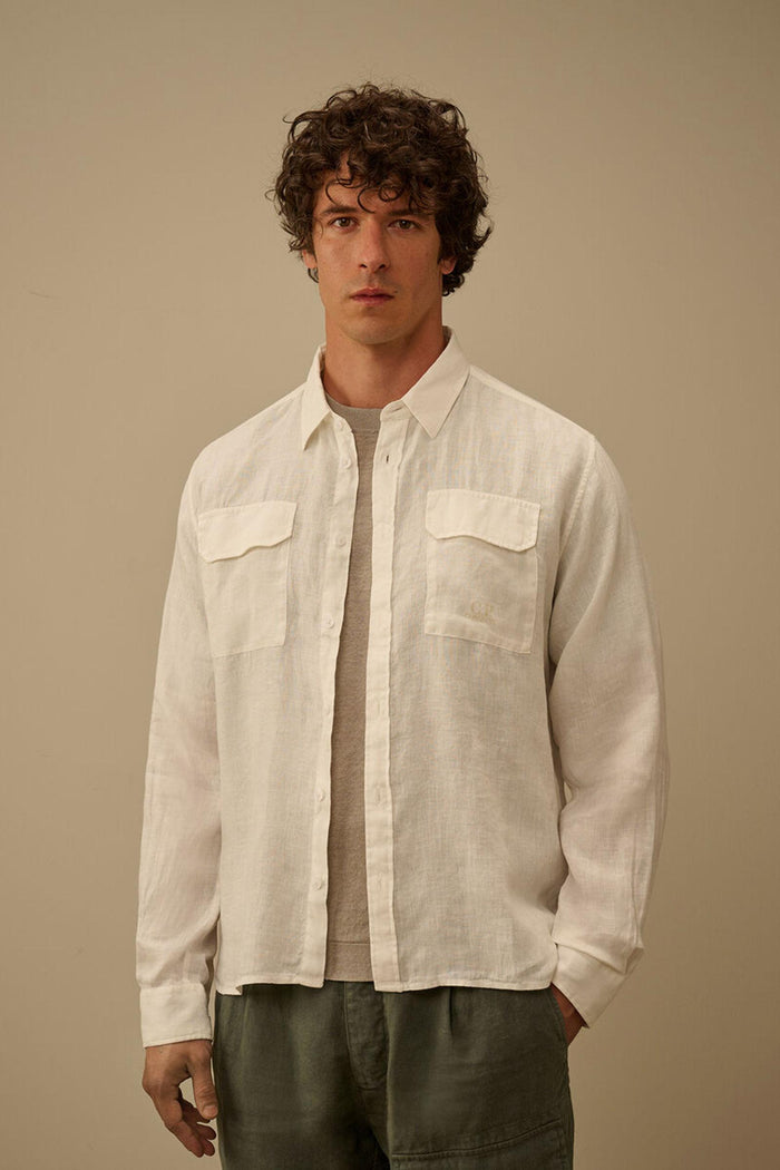 Camicia di lino a maniche lunghe con bottoni-2