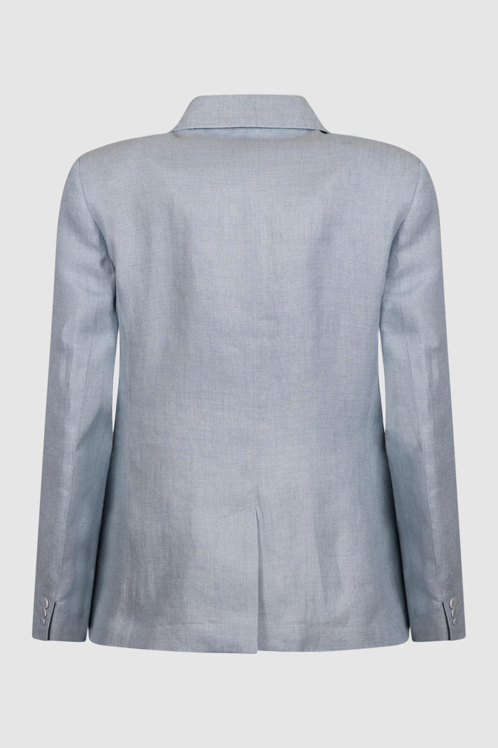 Blazer in canvas di lino - Azzurro-2