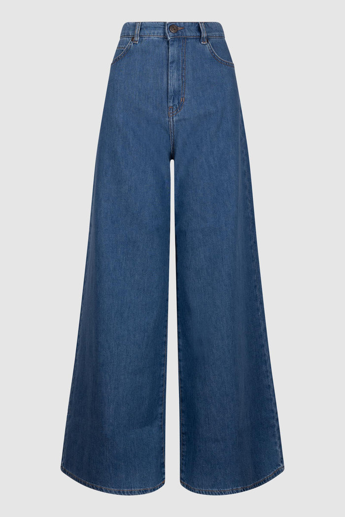 Jeans ampio in denim - Blu