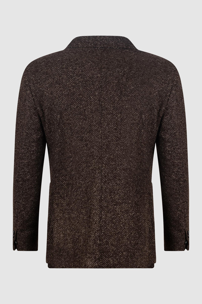 Giacca monopetto in lana spigata-2