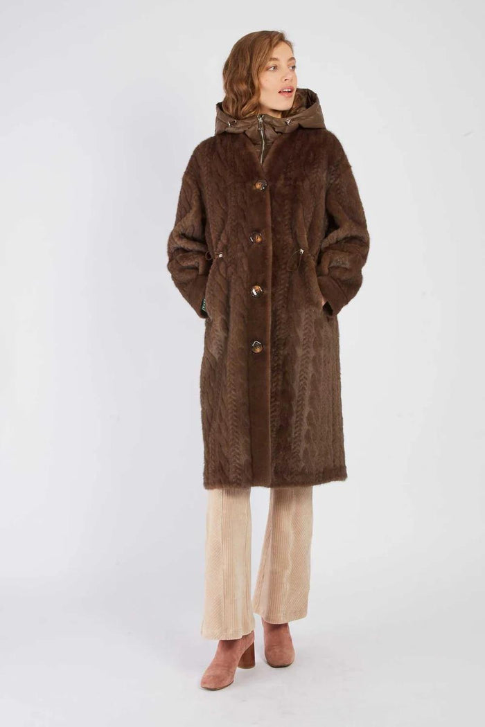Cappotto lungo in pelliccia sintetica RIVERDALE