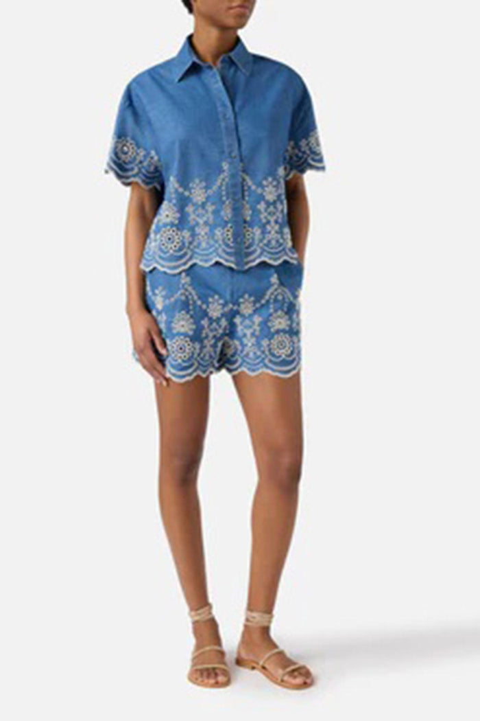 Shorts Amani in cotone con ricamo sangallo-4