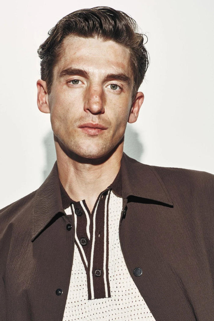 Giubbotto in seersucker di cotone marrone scuro-6