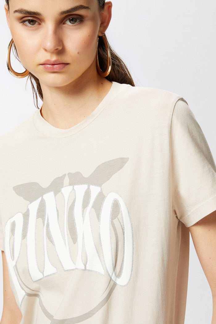 T-shirt logo PINKO e uccellini-5