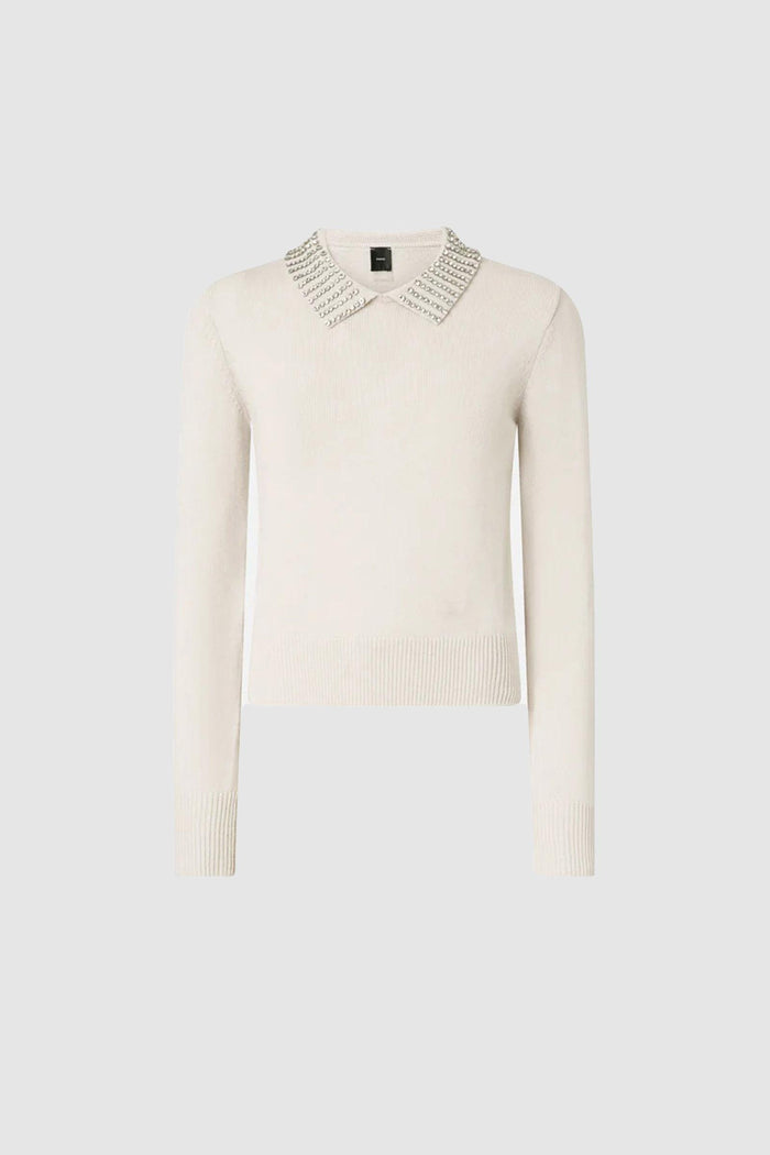 Maglia con colletto e strass