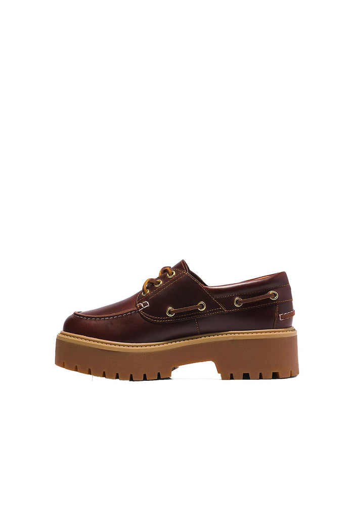 Scarpa da Barca con Plateau Stone Street da Donna in marrone scuro-2