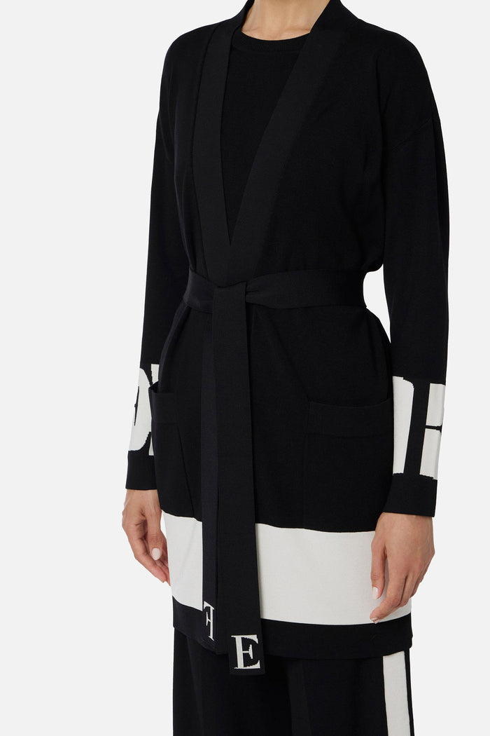 Cardigan in viscosa con bande lucide-3