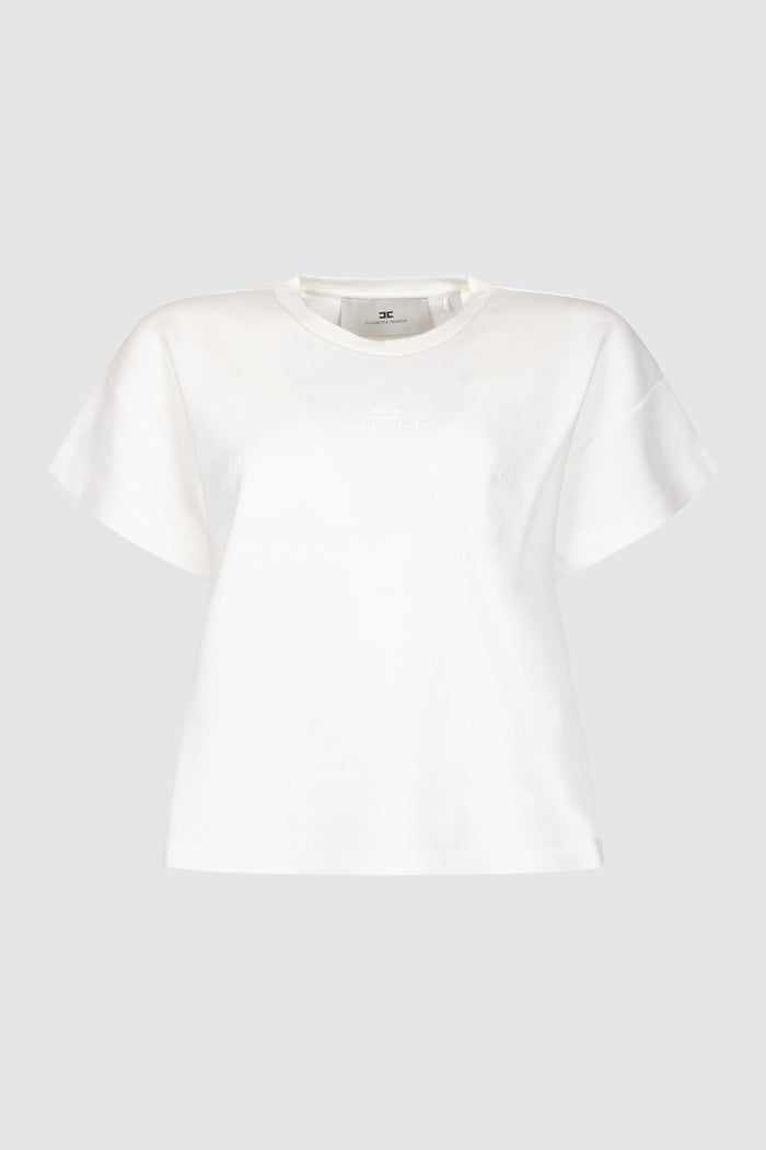 T-shirt in jersey con stampa lettering