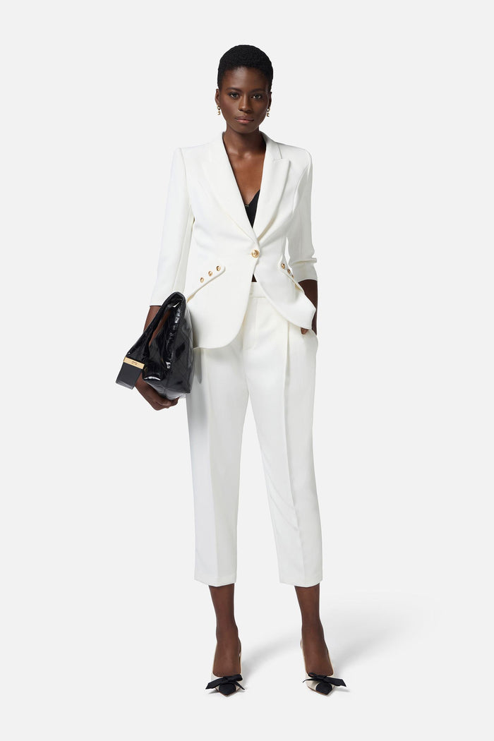 Giacca in doppio crêpe leggero con bottoni logati-3