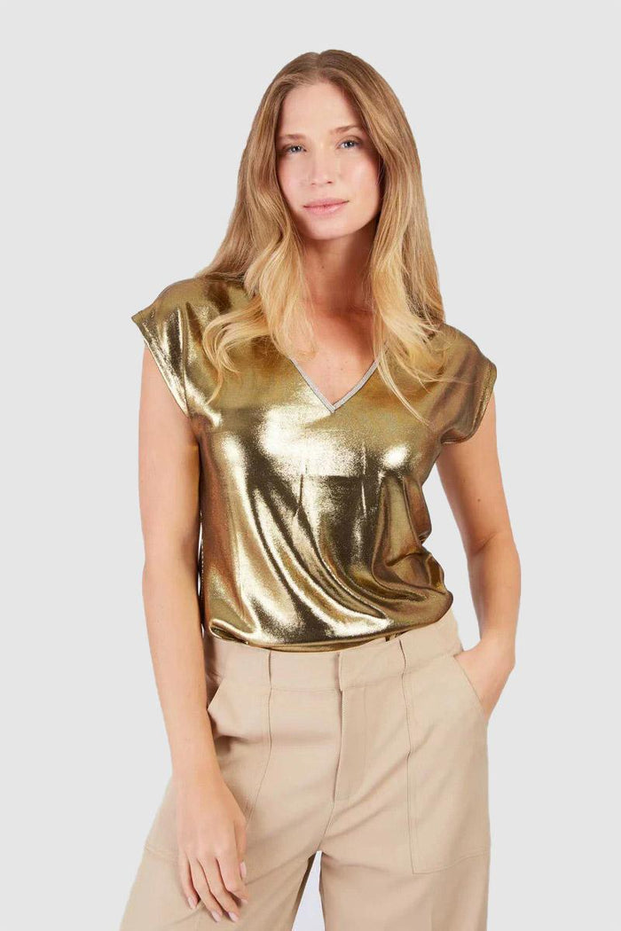 T-shirt metallizzata semplice ZELINA-1