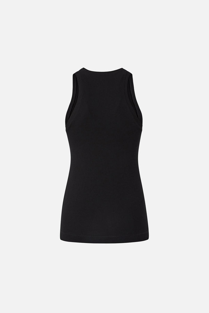 Canotta in maglia a costine con logo PINKO-3