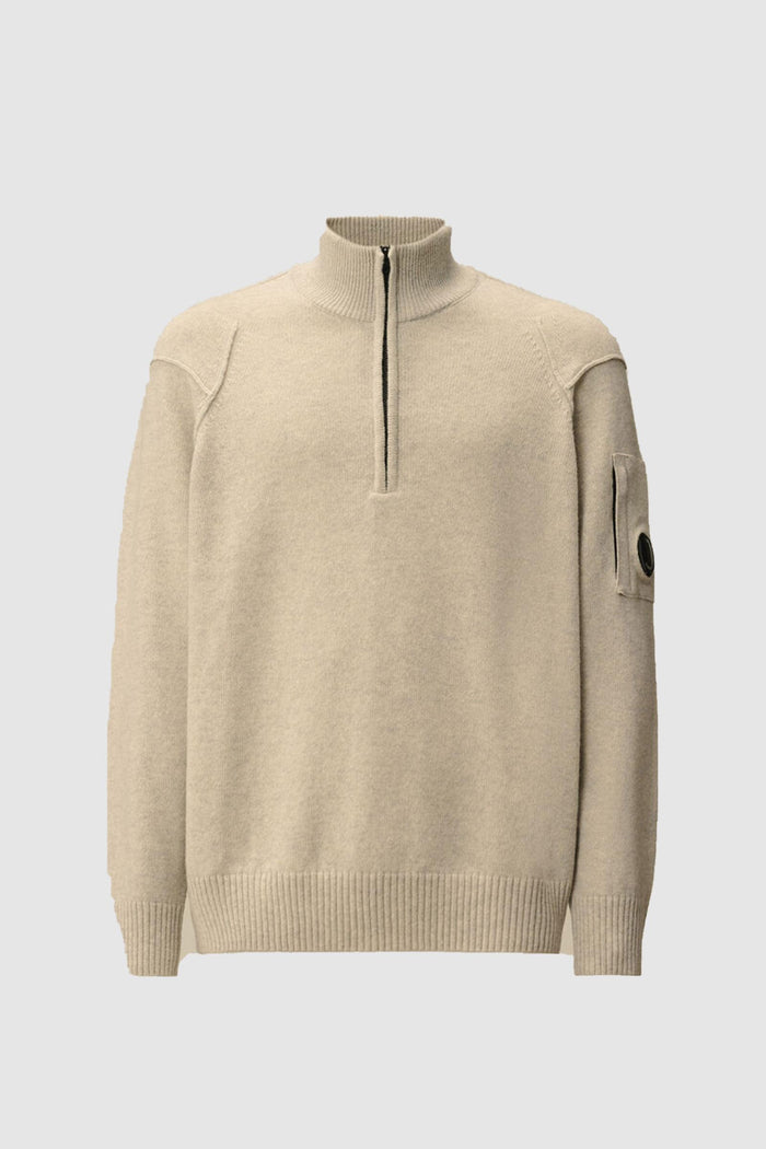 Maglione con mezza zip in lana d'agnello GRS