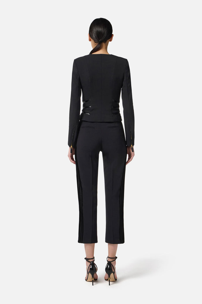 Giacca in doppio crêpe con dettagli zip-5