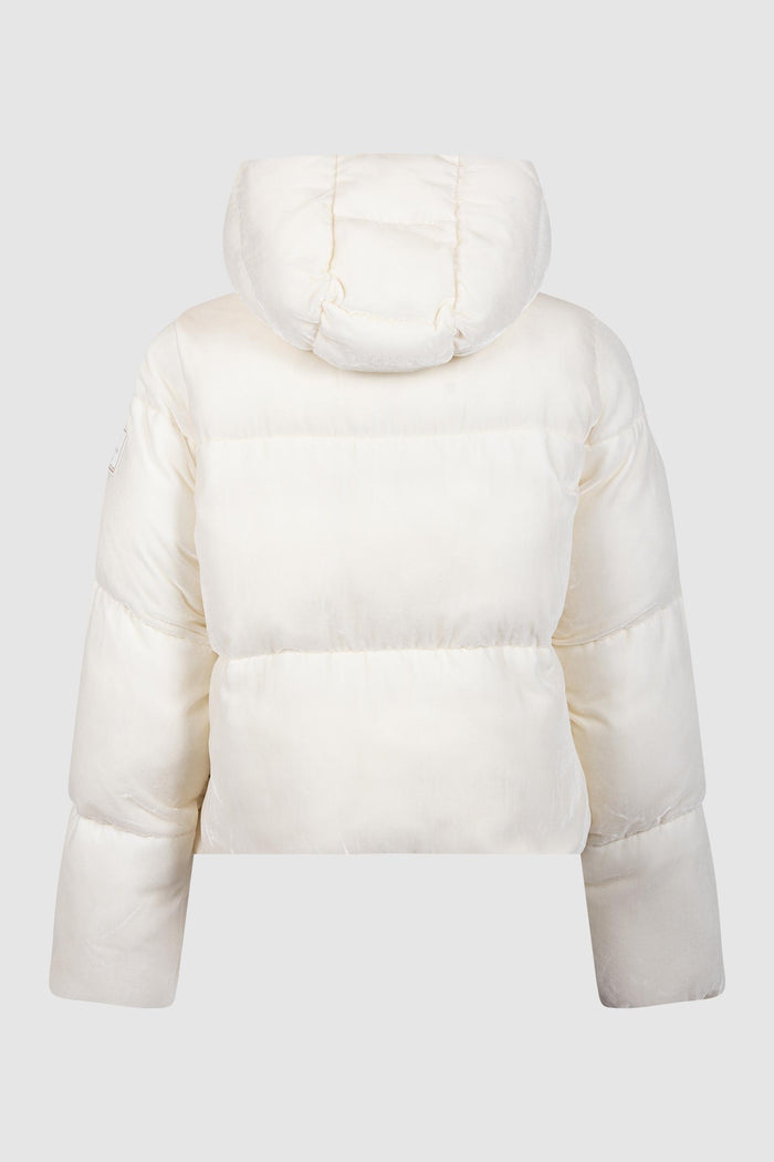 Piumino corto in velluto con bottoni dorati-2