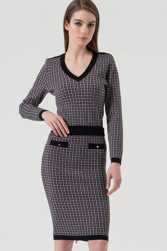 Gonna slim midi con jacquard geometrico