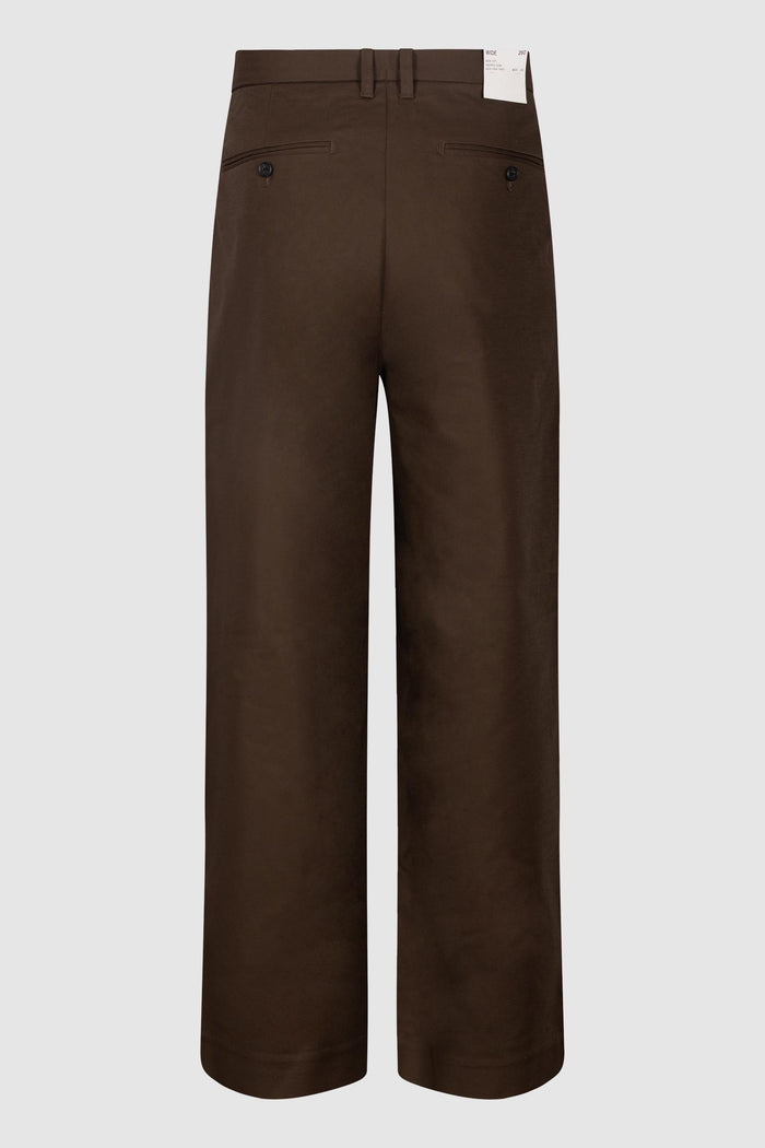 Pantaloni straight fit in cotone marrone-2
