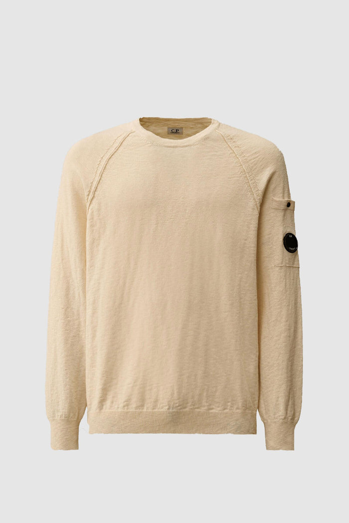 Maglione girocollo in cotone/nylon con lenti raglan