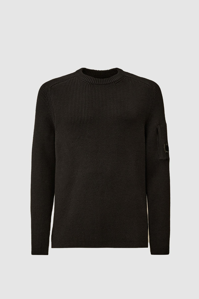 Maglione girocollo a coste lunghe con lenti