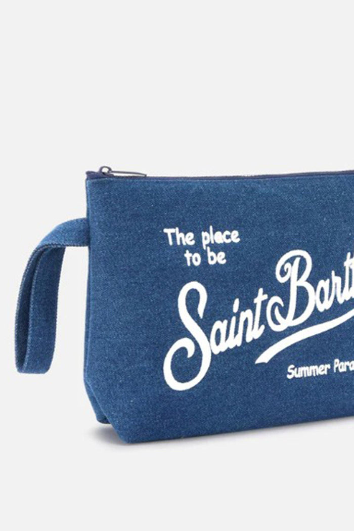 Pochette Aline in effetto denim blu scuro-2