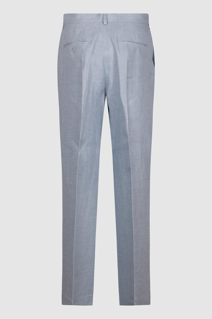 Pantalone in canvas di lino - Azzurro-2