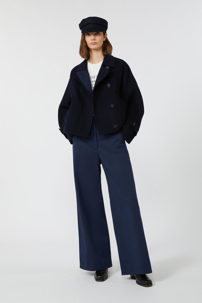 Cappotto crop in drap di lana-5
