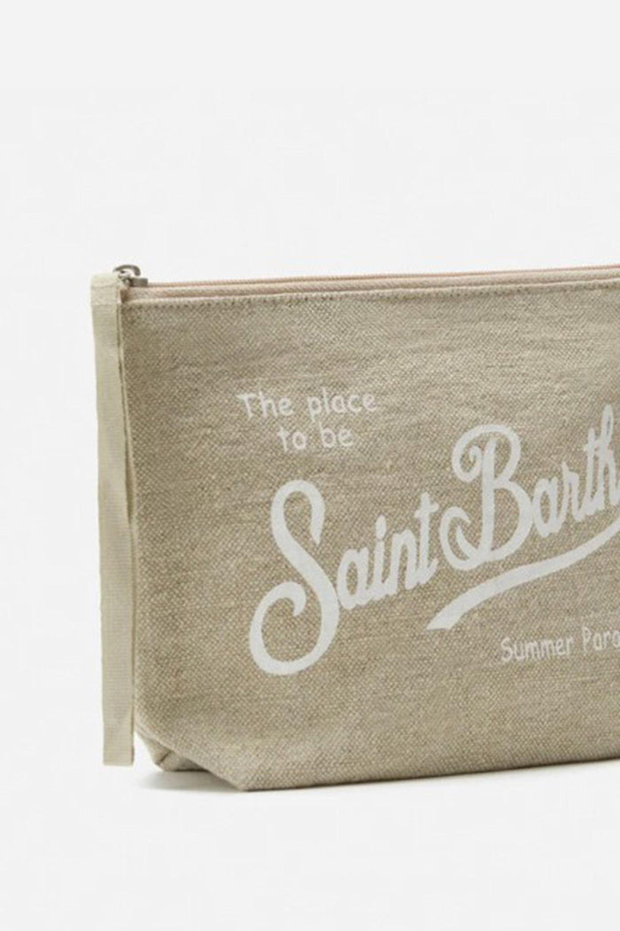 Pochette Aline in lino beige tinta unita-2