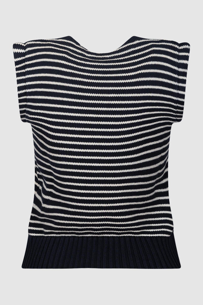 Gilet in filato di cotone - Blu-2