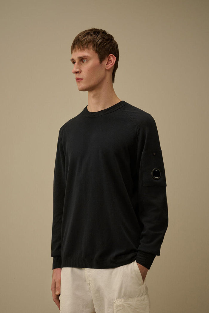 Maglione girocollo in crepe di cotone con lenti-2