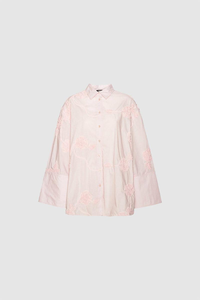 Camicia oversize a fiori rosa chiaro