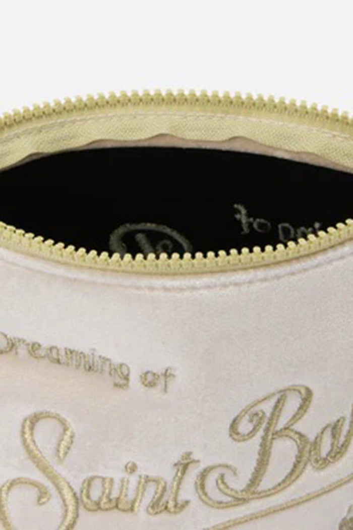 Pochette Aline Velvet in velluto bianco e strass-2