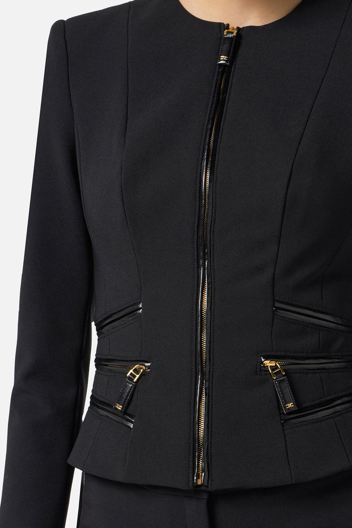 Giacca in doppio crêpe con dettagli zip-3