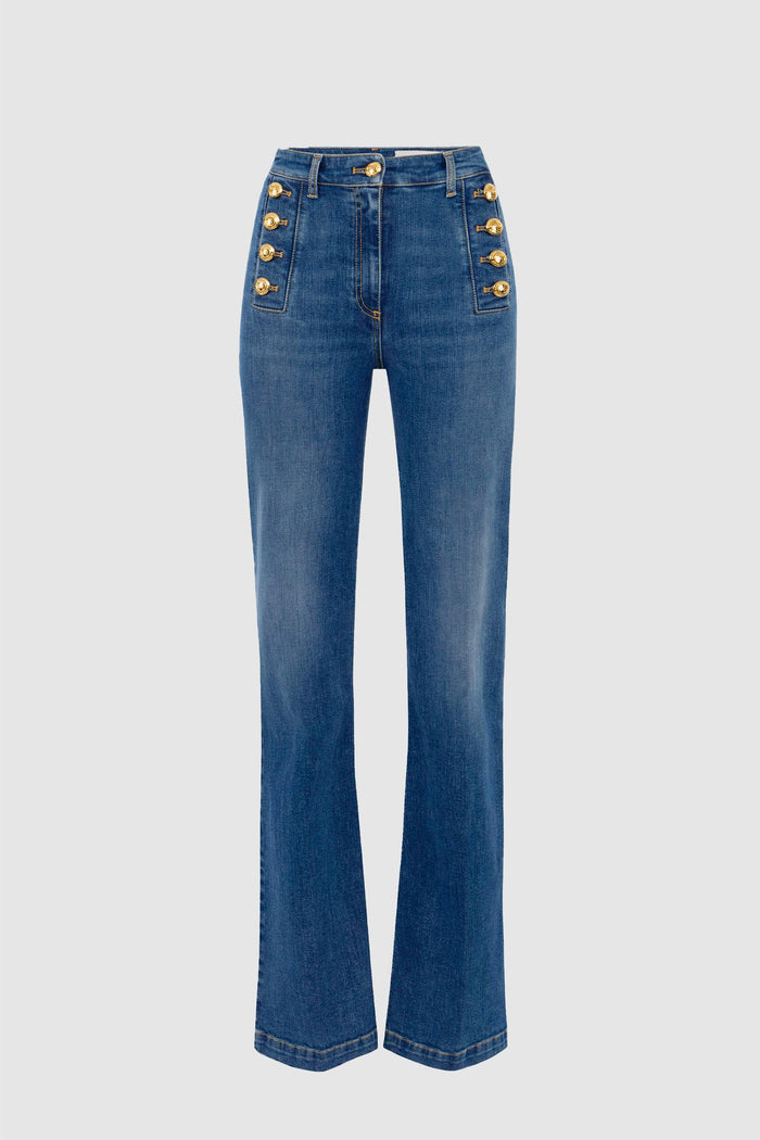 Jeans a zampa con bottoniera