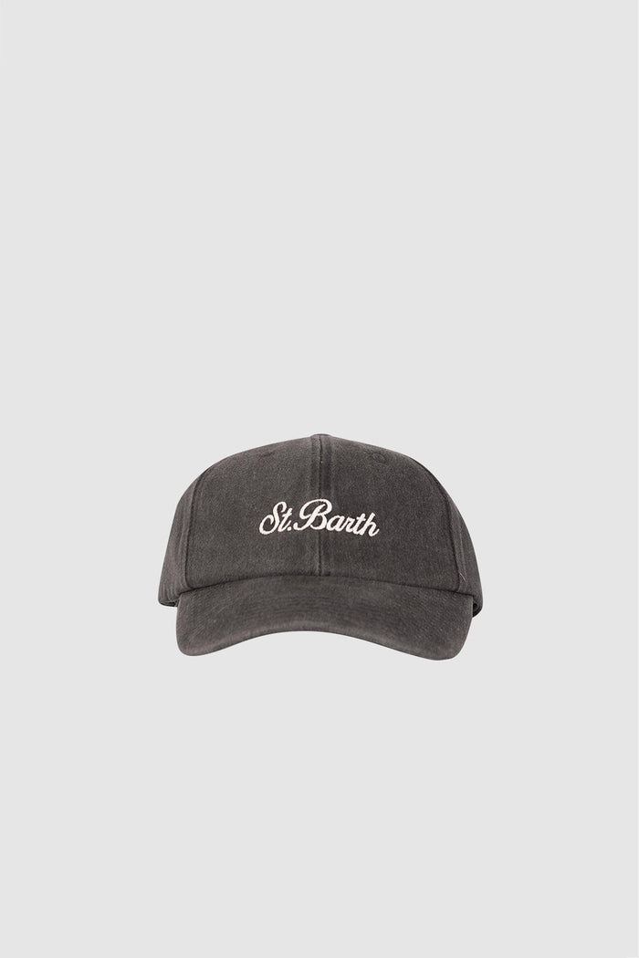 Cappellino Davis in denim nero con ricamo Saint Barth