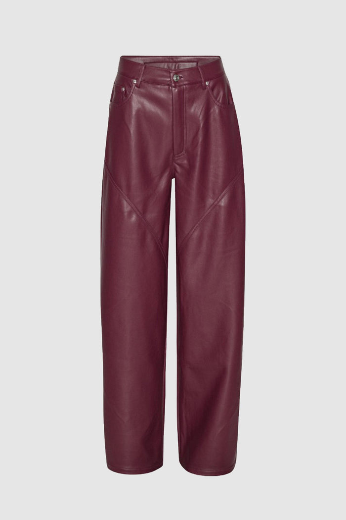 Pantaloni a vita media con profili bordeaux