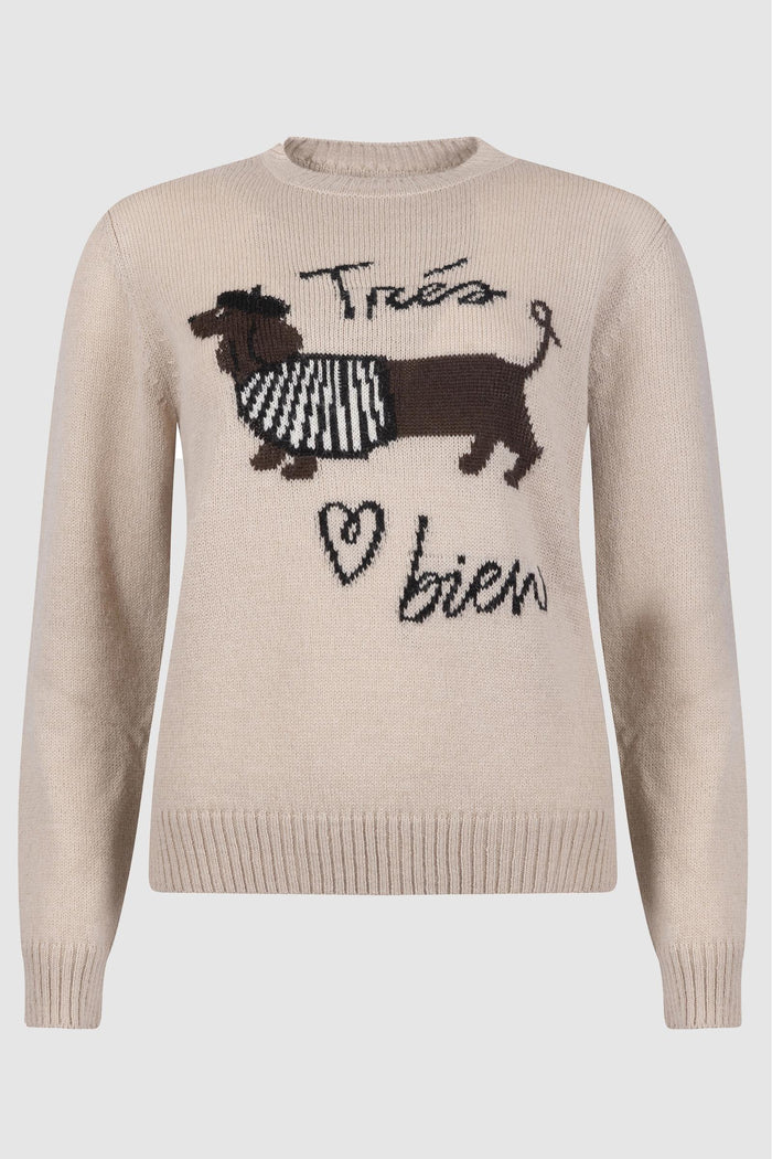 Maglia 'Trés Bien' con Intarsio Cane Bassotto