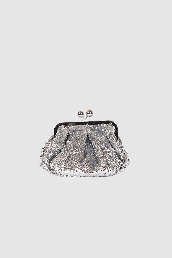 Pasticcino Bag small in raso con paillettes - Argento-1