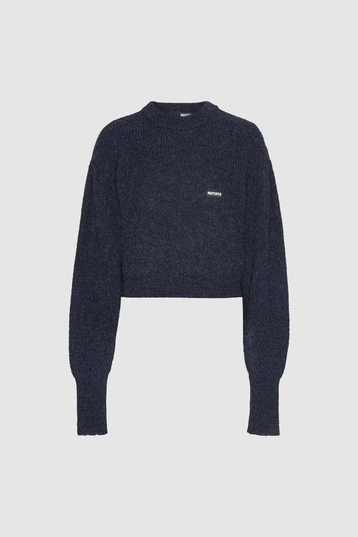 Maglia girocollo a sbuffo blu scuro