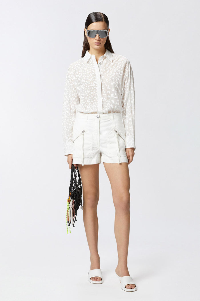 Shorts in cotone con tasche e zip-5