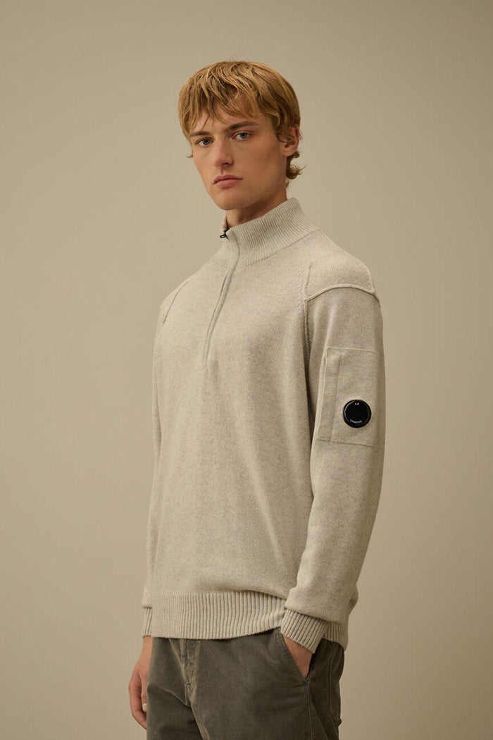 Maglione con mezza zip in lana d'agnello GRS-2