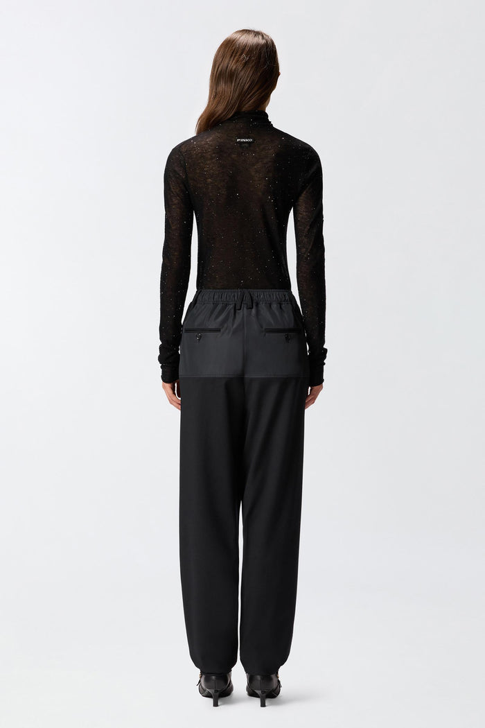 Maglia aderente a collo alto con micro paillettes-5