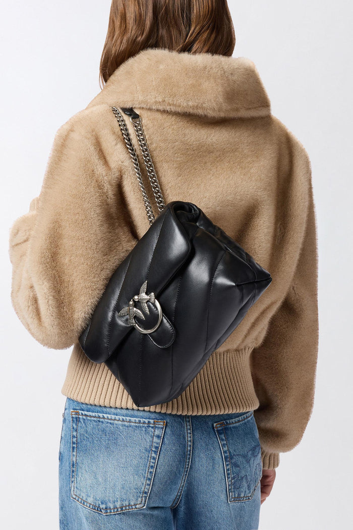 Borsa a tracolla media Love Bag Puff in nappa trapuntata con catena-8