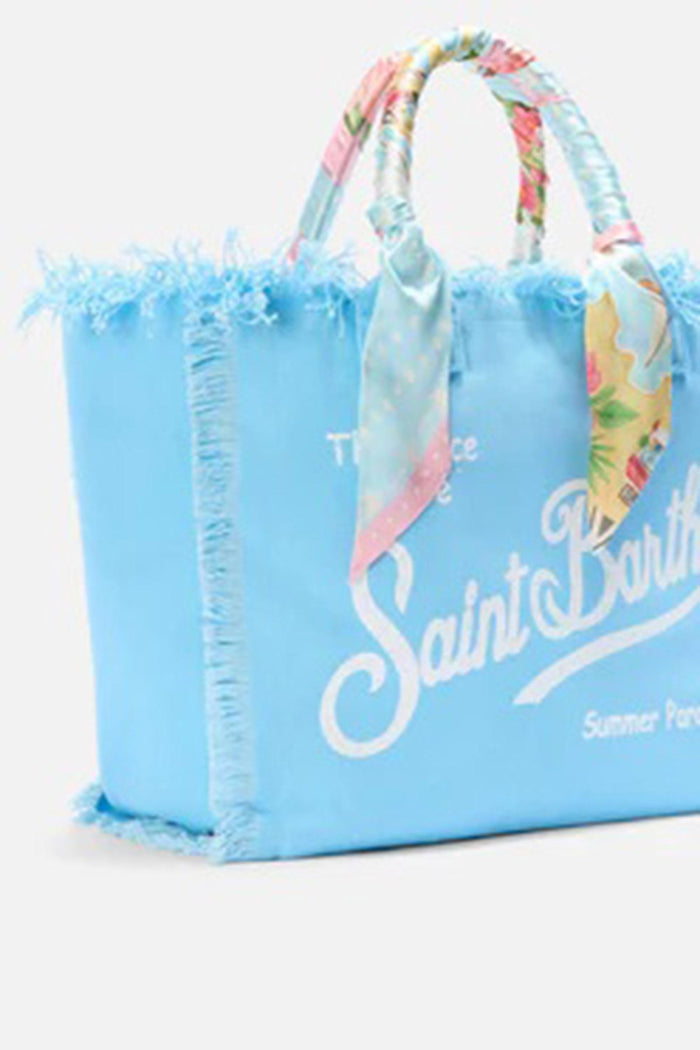 Borsa Vanity canvas stampa St Barth azzurro-3