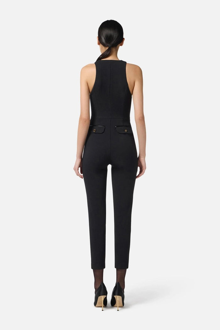 Tuta in doppio crêpe con dettagli zip-5
