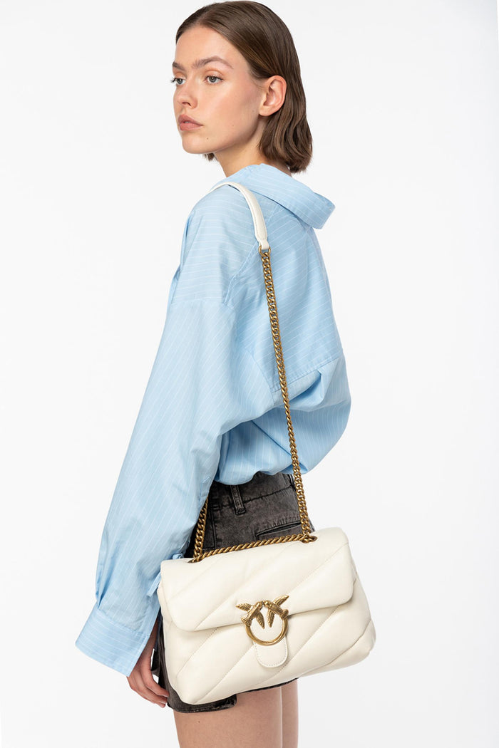 Borsa a tracolla media Love Bag Puff in nappa trapuntata con catena-6