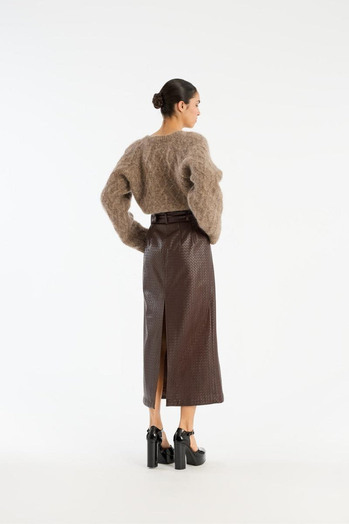 Cardigan in maglia soffice marrone-4