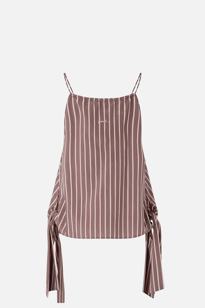 Top a righe con spalline sottili e fiocchi-2