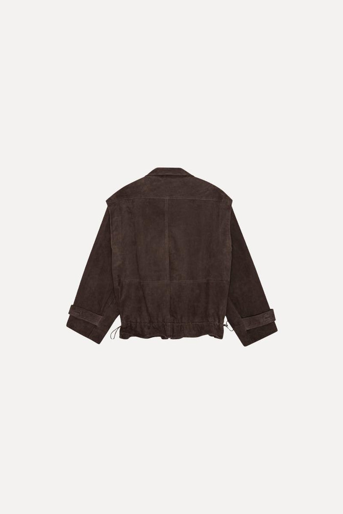 Giacca di pelle oversize color cioccolato-2