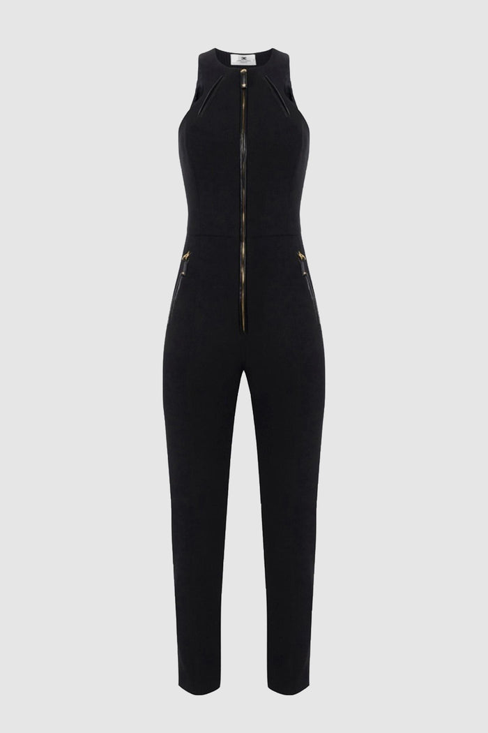 Tuta in doppio crêpe con dettagli zip-1
